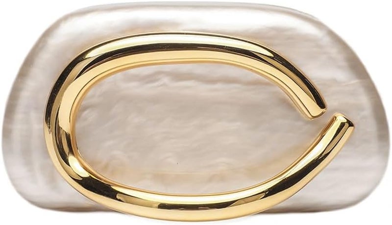 CUXVA Acrylic Clutch Purse for Women Classic Round Acrylic Evening Handbag Vintage Metal Handlebars Bag for Wedding Party Prom - Image 1